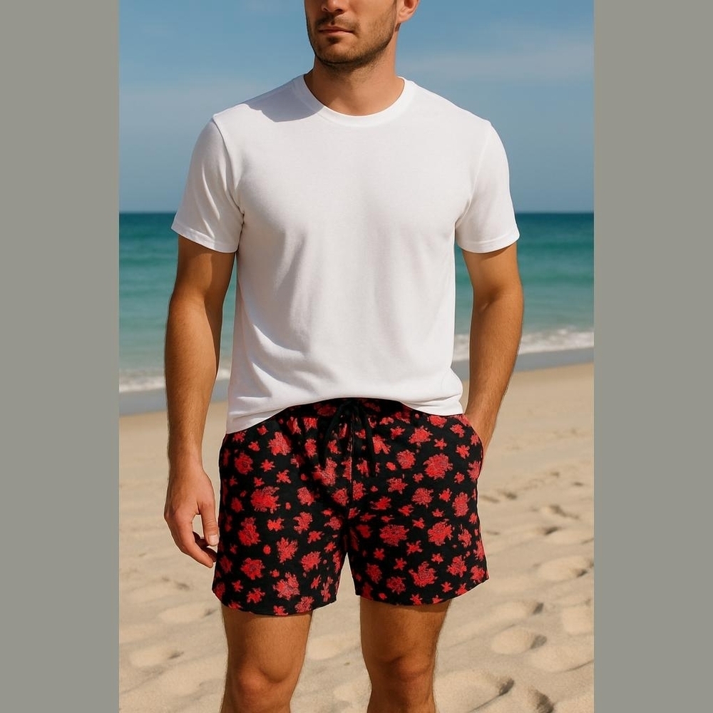 Men's Tallia Swim Shorts XXL Red Black